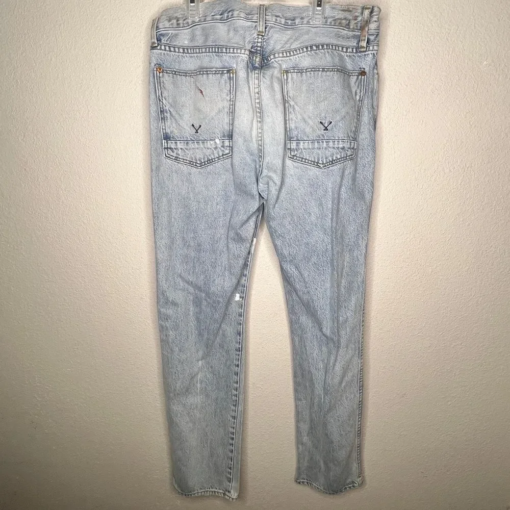 Hudson Button Up Destroyed Jeans with Paint